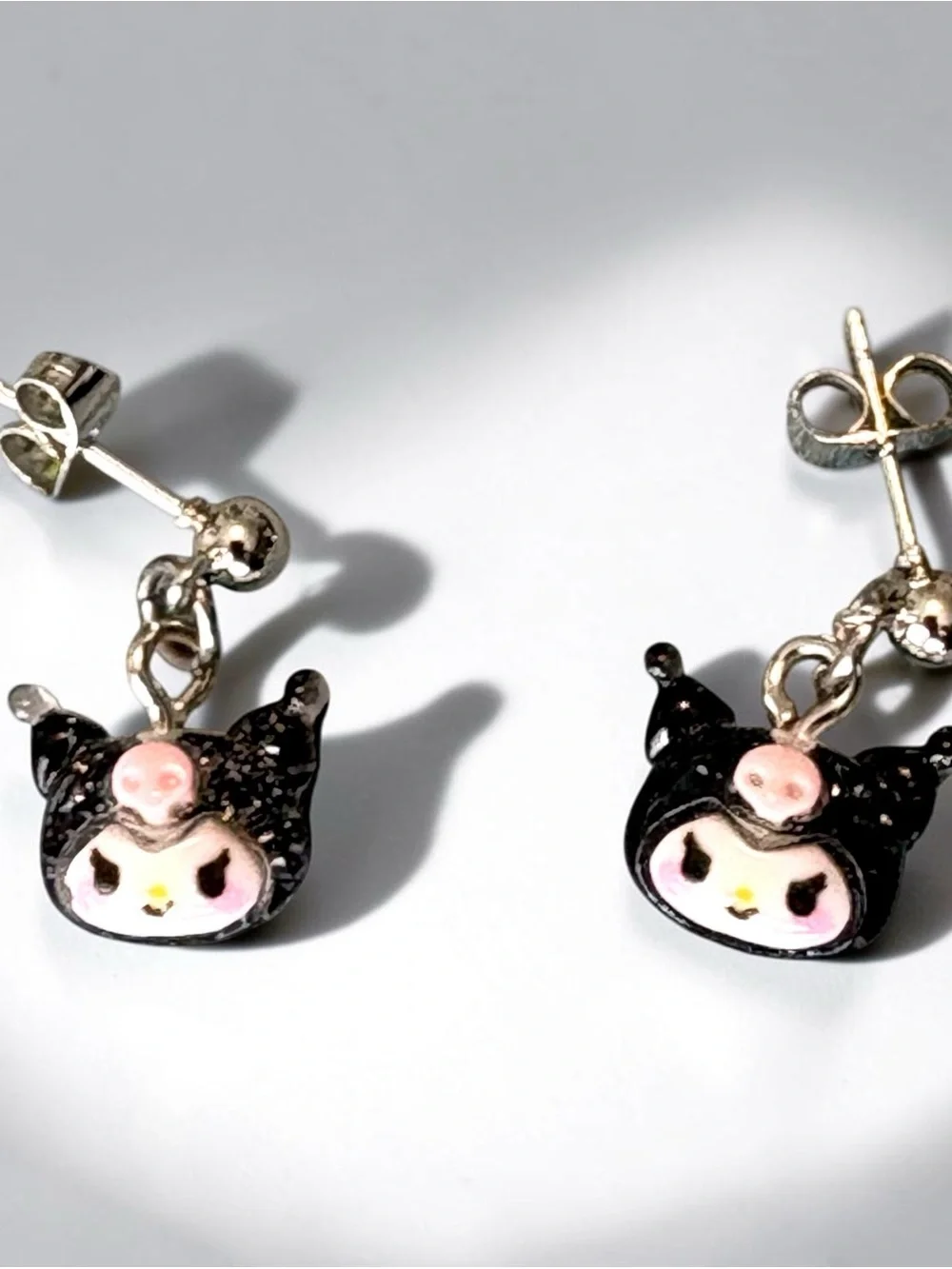 Black and Pink Kumori Drop Earrings - Cute Cartoon Studs